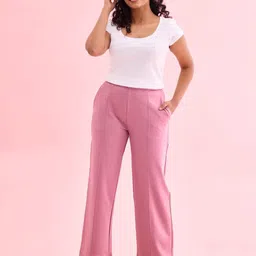 Go Colors Women Relaxed Loose Fit High-Rise Trousers-image-32