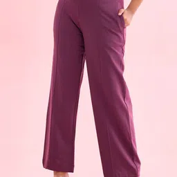Go Colors Women Solid Relaxed Loose Fit Mid-Rise Parallel Trousers-picture-7