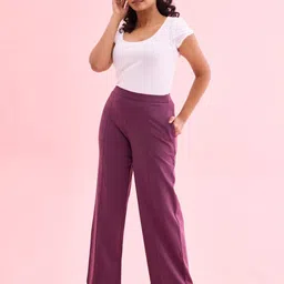 Go Colors Women Relaxed Loose Fit High-Rise Parallel Trousers-image-17