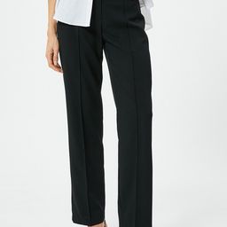 Koton Women Straight Fit High-Rise Trousers-image-41