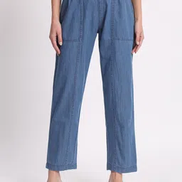 BAESD Women Relaxed Straight Leg High Rise Denim Trousers-image-97