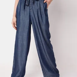 Vero Moda Women Blue Straight Fit High-Rise Trousers-image-18