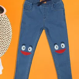 A-Okay Girls Slim Fit High-Rise Printed Travel Features Denim & Cotton Trousers-image-28