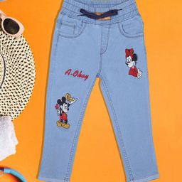 A-Okay Girls Slim Fit High Rise Mickey & Minnie Embroidered Clean Look Jeans-46