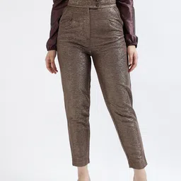 CENTRESTAGE Women Slim Fit High Rise Plain Trousers-image-83
