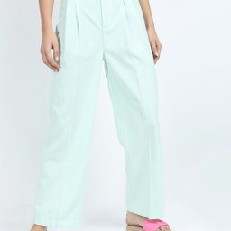 Tokyo Talkies Women Green Flared High-Rise Trousers-image-100
