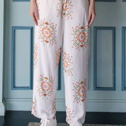 Zink London Women Floral Printed High-Rise Parallel Trousers-image-89