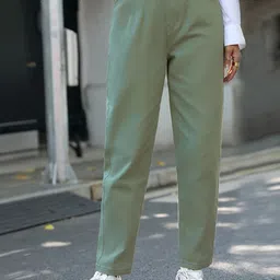 StyleCast Women Green High-Rise Cotton Regular Trousers-image-41
