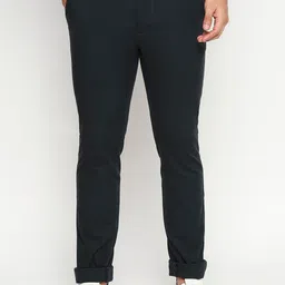 Basics Men Olive Green Tapered Fit Stretch High-Rise Trousers-picture-8
