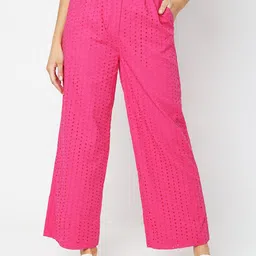 Vero Moda Women Self Design Textured High-Rise Pure Cotton Parallel Trouser-image-25