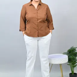 Mlada Women Plus Size Original Straight Fit Low-Rise Lint Free Cigarette Trousers-image-38