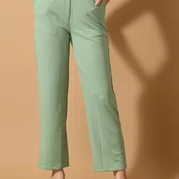 Myshka Women Comfort Straight Fit Mid-Rise Wrinkle Free Trousers-image-81