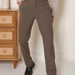 SUBTRACT Men Slim Fit Wrinkle Free Mid-Rise Formal Trousers-image-56