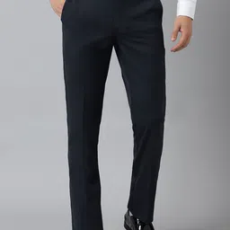 SUBTRACT Men Navy Blue Slim Fit Wrinkle Free Formal Trousers-picture-24