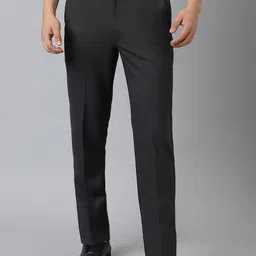 SUBTRACT Men Charcoal Grey Slim Fit Wrinkle Free Formal Trousers-image-51