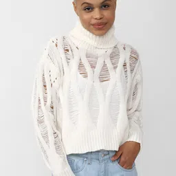FOREVER 21 Women Cable Knit Crop Cotton Pullover Sweater-picture-36