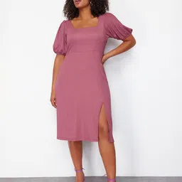 Trendyol Square Neck Puff Sleeve Sheath Dress-picture-13