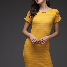 TANDUL Striped Crepe Sheath Dress-image-21