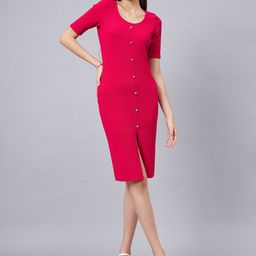Orchid Blues Round Neck Sheath Dress-image-32