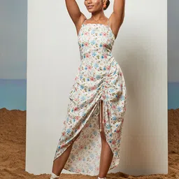 CMGE Floral Print Shoulder Straps Fit & Flare Midi Dress-picture-25