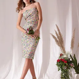 STREET 9 Off Shoulder Floral Printed Sheath Dress-picture-5