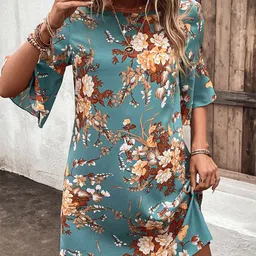 LULU & SKY Floral Printed Bell Sleeves Sheath Dress-picture-25