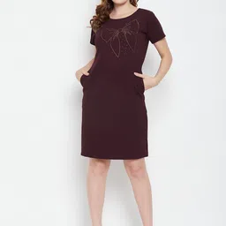 Ruhaans Women's BrownEmbellished Sheath Dress-picture-49