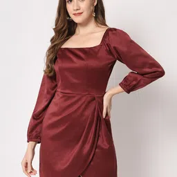 CHARMGAL Square Neck Puff Sleeves Party Sheath Dress-picture-18