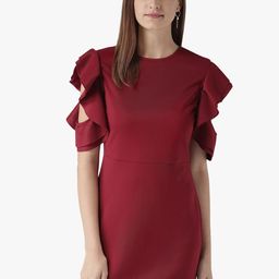 DODO & MOA Maroon Scuba Sheath Dress-image-17