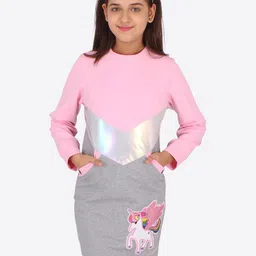 CUTECUMBER Pink Colourblocked Embellished Sheath Dress-image-17