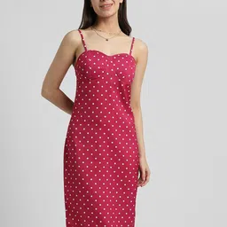 FOREVER 21 Pink Polka Dots Printed Sheath Dress-image-34