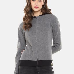 Campus Sutra Women Grey & Black Sweatshirt-35