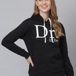 Campus Sutra Women Black & White Typography Printed Hooded Sweatshirt-image-93