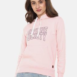 Campus Sutra Women Pink & Purple Typography Printed Hooded Sweatshirt-image-39