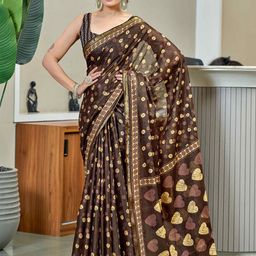 HERE&NOW Floral Printed Pure Cotton Bagru Saree-image-25