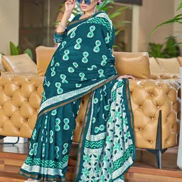HERE&NOW Floral Zari Pure Cotton Bagru Saree-image-8