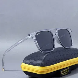 RESIST EYEWEAR Unisex Square Sunglasses with UV Protected Lens JASPER GREY BLK3-58