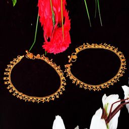 MEENAZ Pack of 2 Pairs Of Gold-PlatedAnklets-image-38