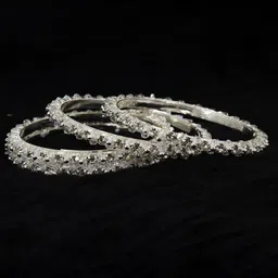 NMII Set Of 4 Silver-Plated American Diamond-Studded Bangles-11
