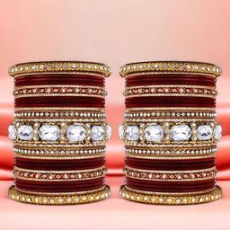 leshya Set Of 62 Brass-Plated Kundan Studded Bangles-image-69