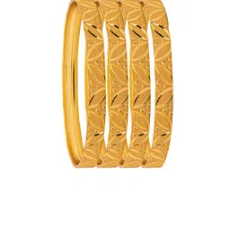 Shining Jewel - By Shivansh Set of 4 Gold-Plated Textured Bangles-0