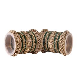 leshya Set of 42 Brass-Plated Stone-Studded Bangles-52