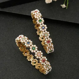 YouBella Set Of 2 Gold-Plated & Stone-Studded Bangles-image-24