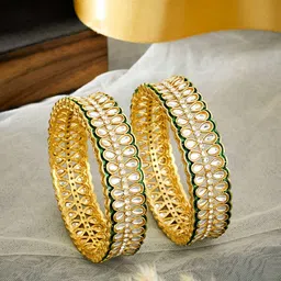 ATIBELLE Set Of 2 Gold Plated Kundan Studded Bangle-18