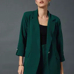 SASSAFRAS worklyf Self Design Notched Lapel Single-Breasted Blazers-11