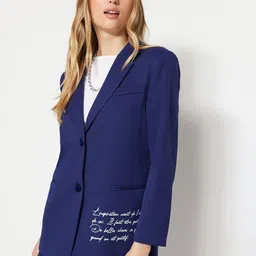 Trendyol Typography Printed Notched Lapel Single-Breasted Blazers-picture-50