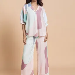 Vedika M Abstract Printed Shirt & Trousers-image-1