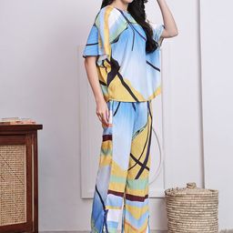 Indian Needle Printed Round Neck Short Sleeves Top With Trouser-picture-20