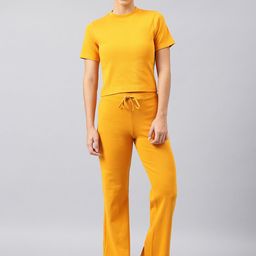 FEMEA Women Yellow T-shirt with Trousers-image-33