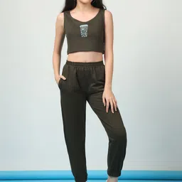 Rigo Printed Sleeveless Pure Cotton Casual Crop Top With Joggers-picture-41